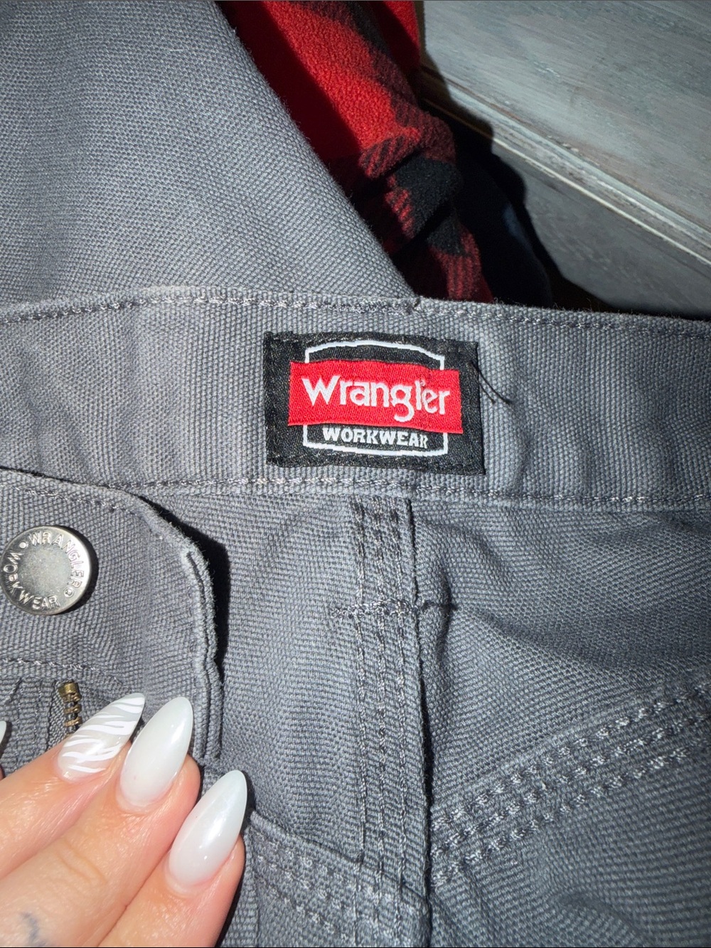 Wrangler Women's Gray Workwear Jeans with Red Logo Patch